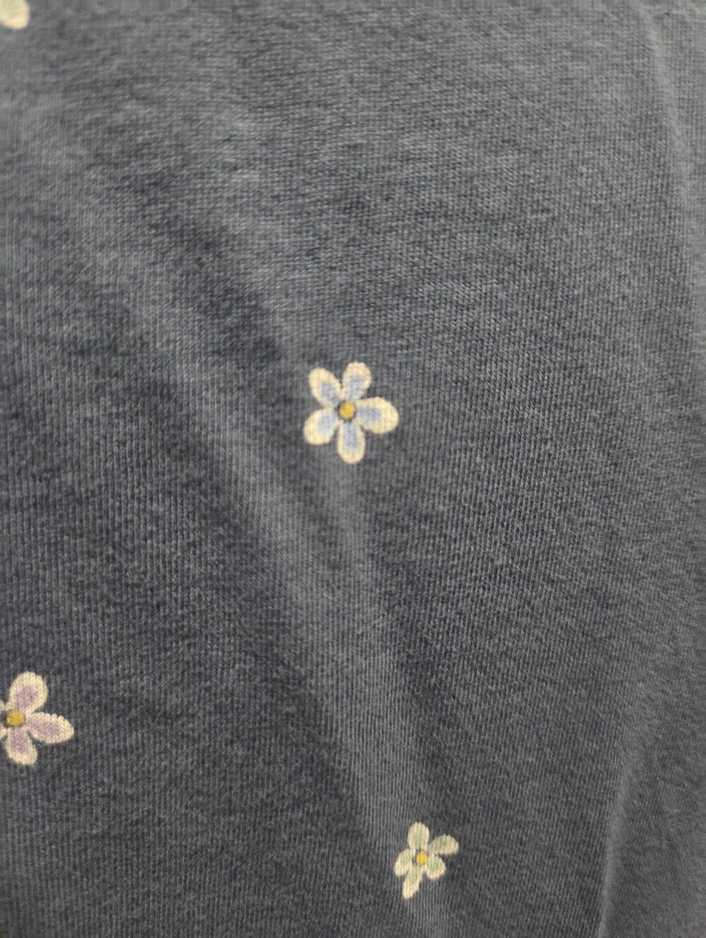 Life Is Good Navy V-Neck Short Sleeve Tee with Tiny Floral Embroidery - Picture 4 of 4